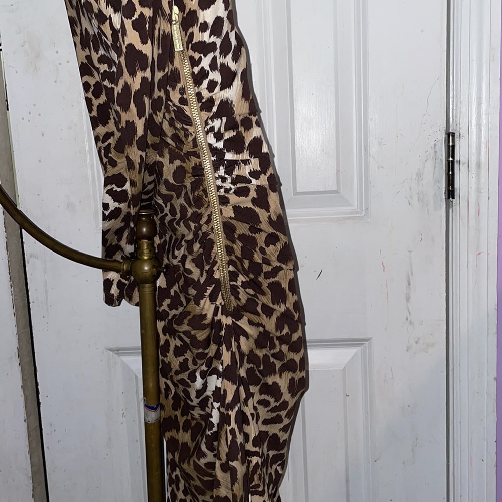 Michael Kors Ruched Leopard Bodycon-Size 6 - Picture 4 of 13
